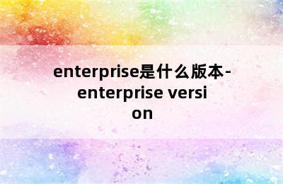 enterprise是什么版本-enterprise version
